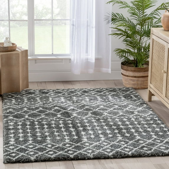 Well Woven Moroccan Area Rug, 7' x 5', Irresistibly thick Shag Pile, Easy to clean