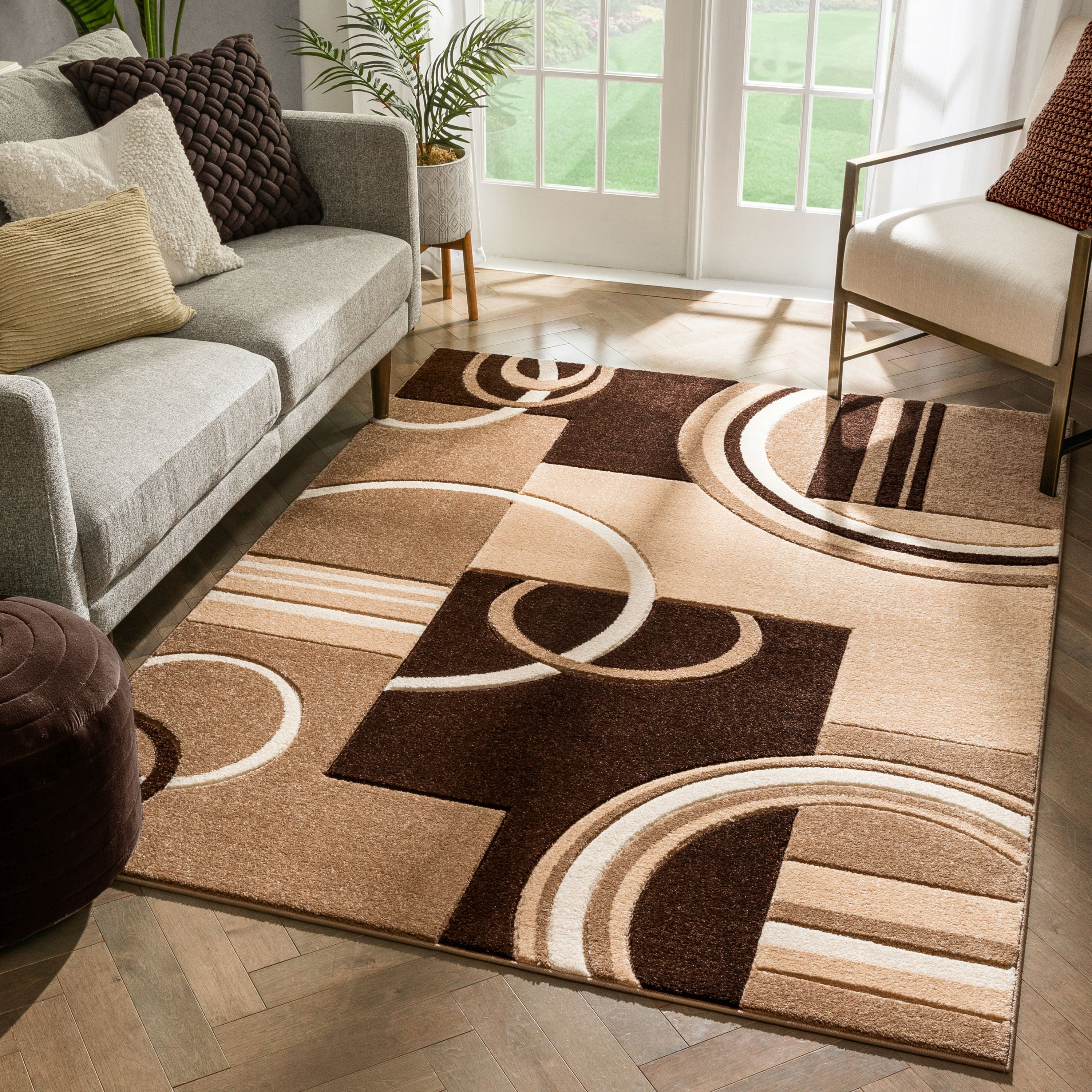 Well Woven Ruby Galaxy Waves Modern Geometric Ivory 3'11" x 5'3" Area Rug
