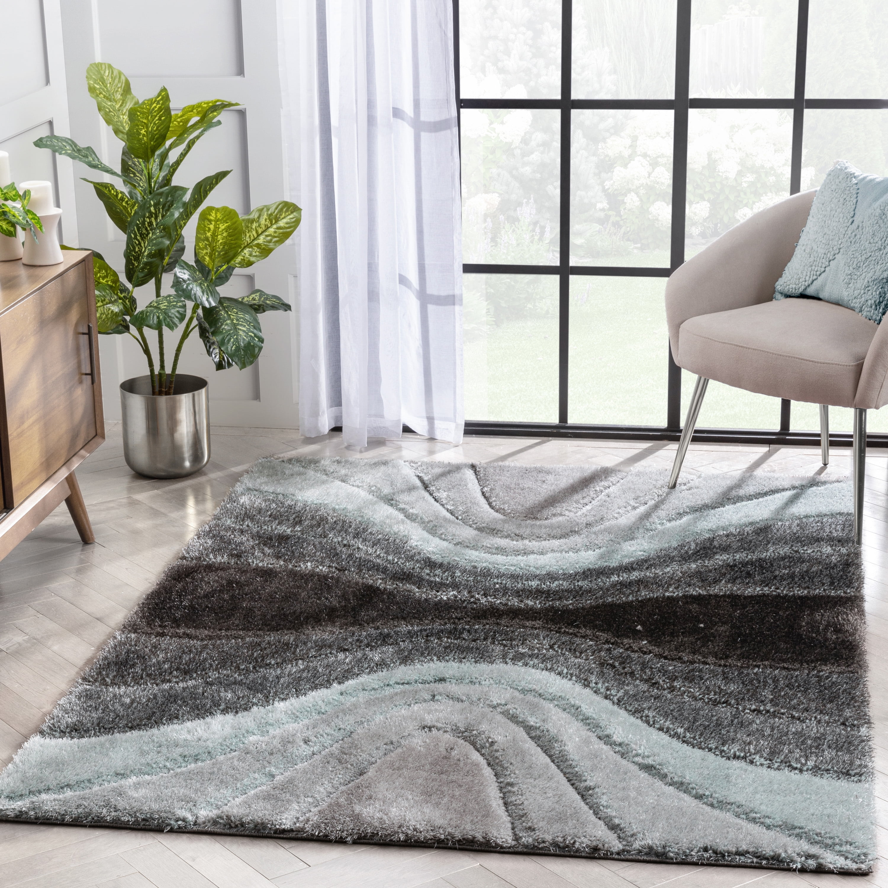 Well Woven San Francisco Geometric Area Rug, 7.83' x 9.83', Dynamic Visual Texture, Stain-Resistant, Thick, Plush, Dazzling
