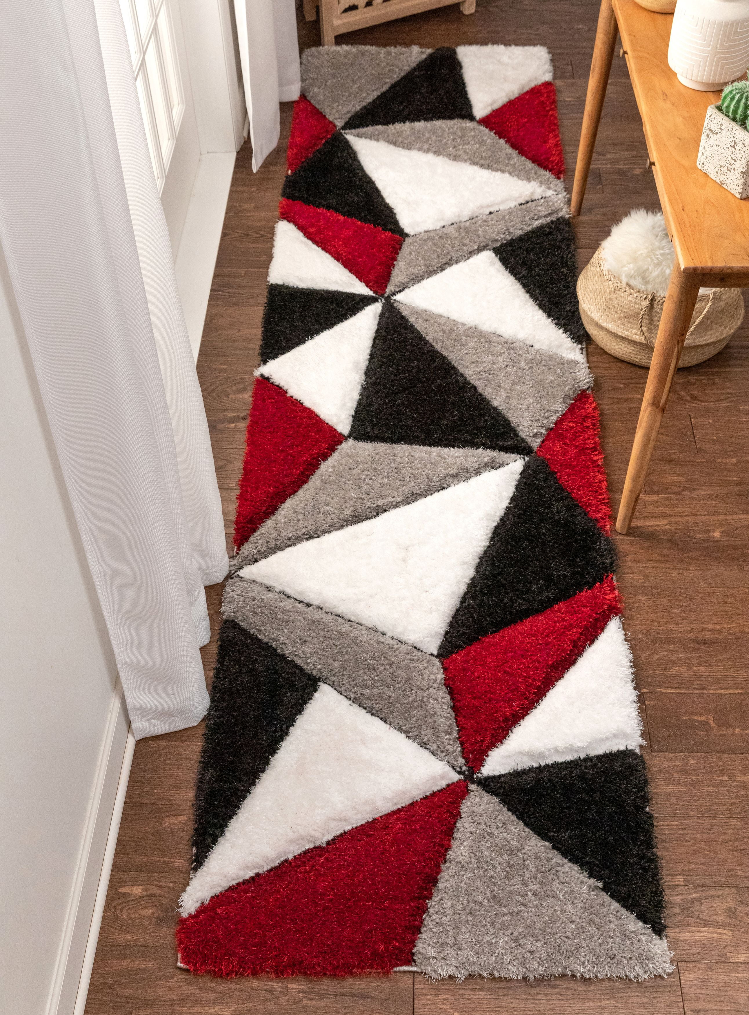 Well Woven San Francisco Venice Red Modern Geometric Abstract 2'7" x 9'10" Runner Area Rug