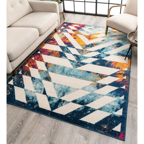 Well Woven Dorado Carmen Geometric Multi 5'3" x 7'3" Indoor/Outdoor High-Low Area Rug