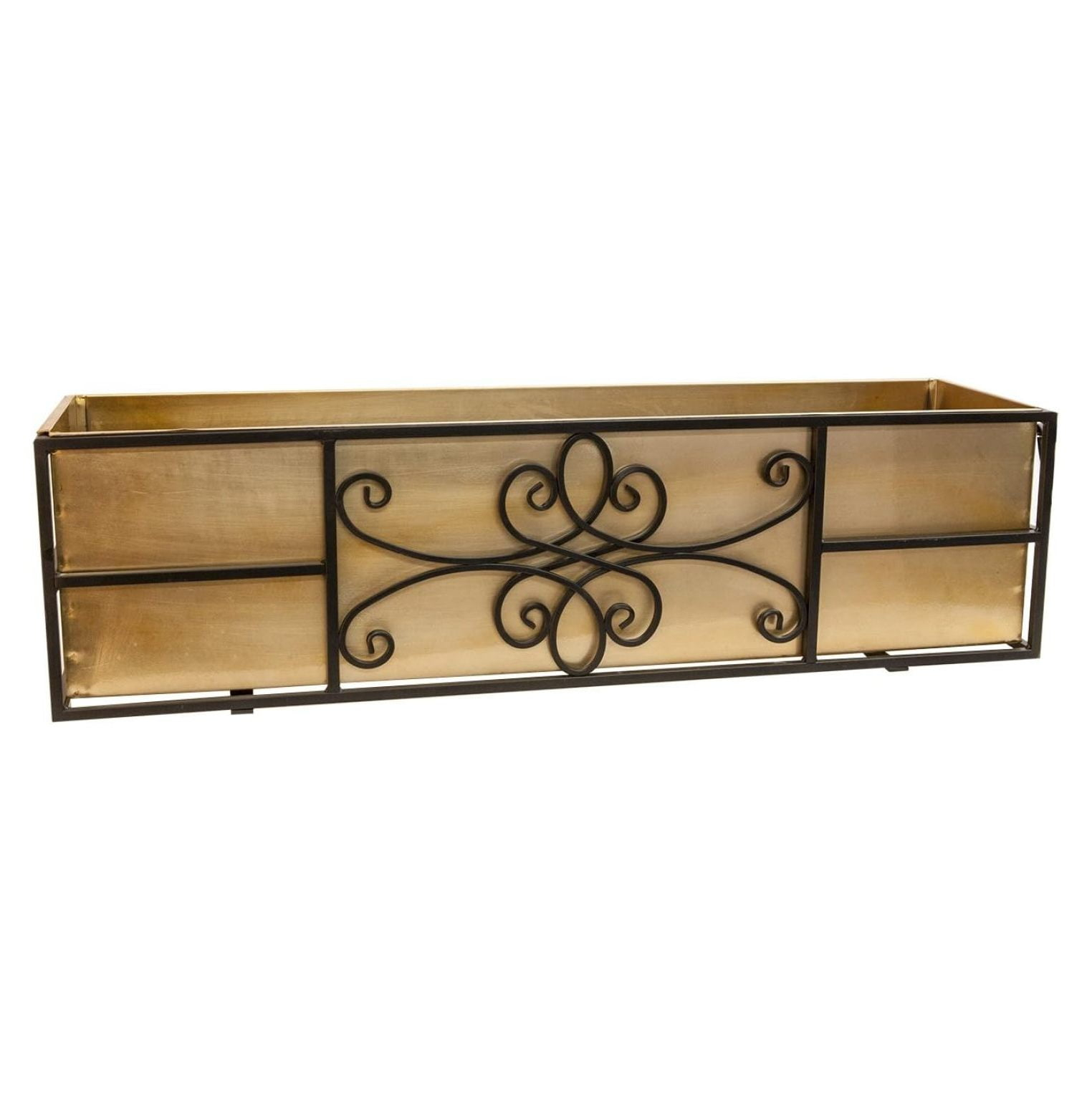 Style Selections Rectangle 9.75-Inches W Medium Black Metal Outdoor Window box with Drainage Holes