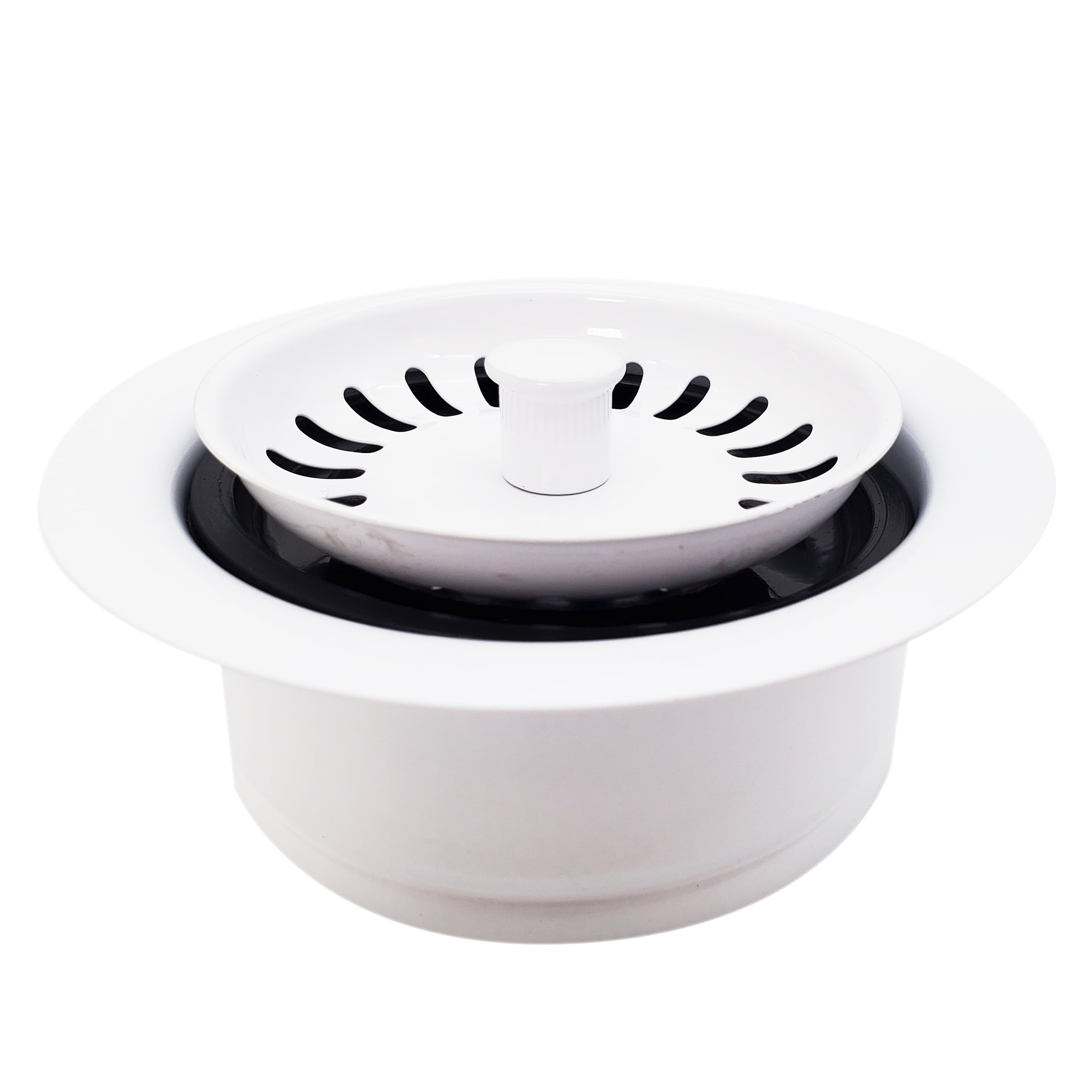 Westbrass D2089SEV-50 3-1/2" Kitchen Sink Waste Disposal Drain Flange and Basket Strainer, Powder Coat White