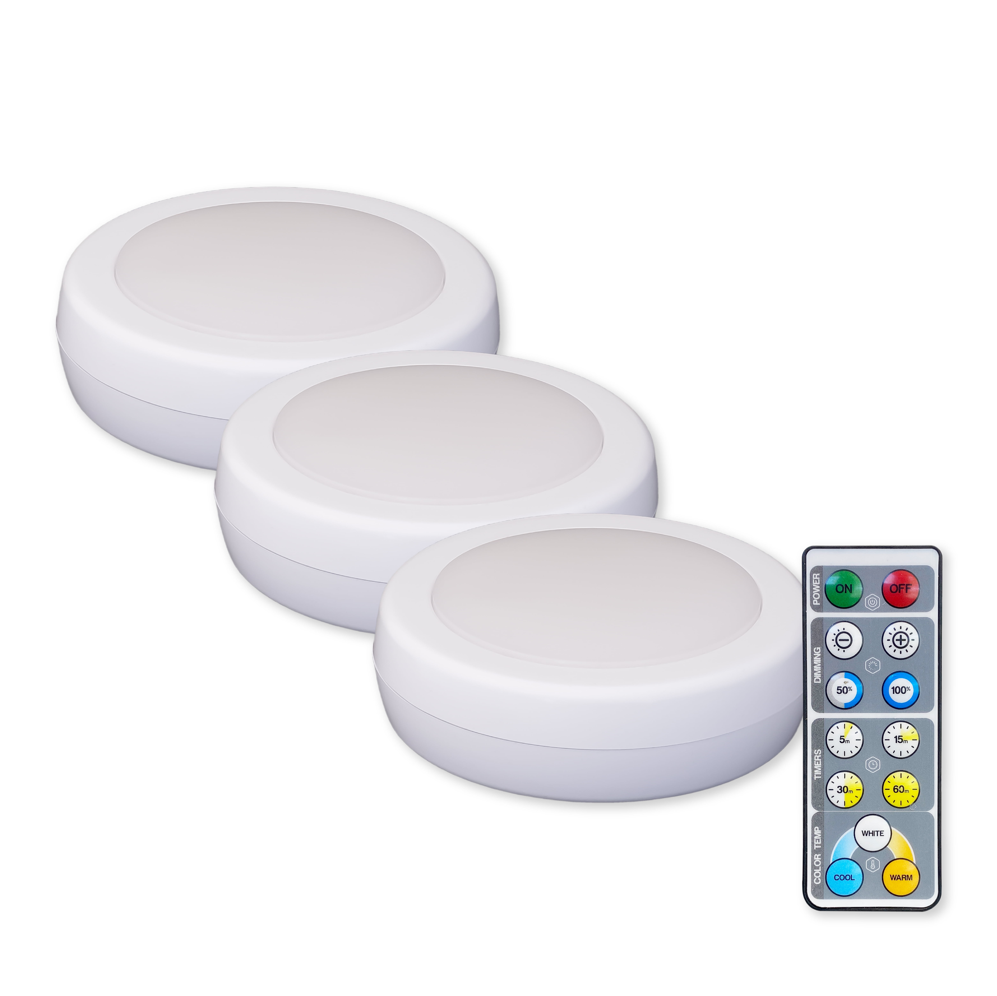 Westek White Battery Powered LED Puck Light 3 pk (BL-PCCT-W3)
