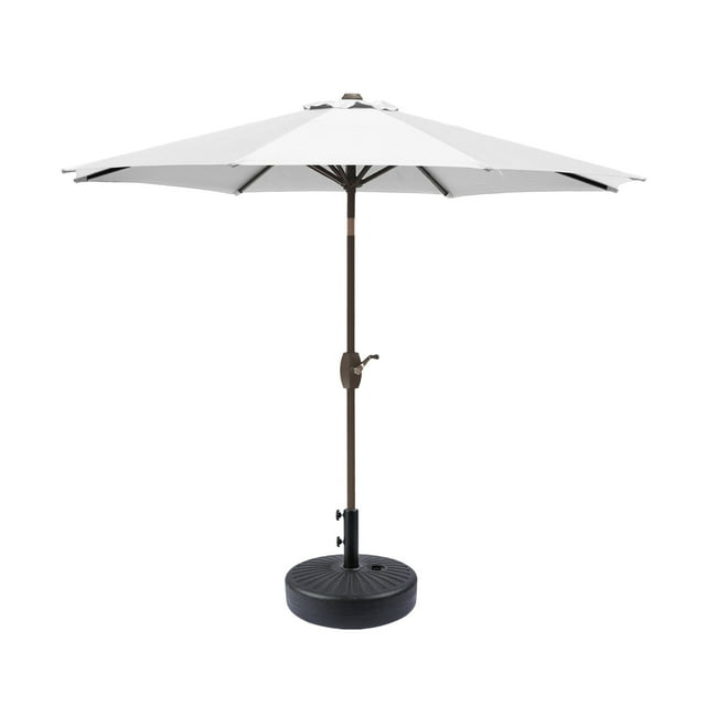 Westin Outdoor 9 Ft Patio Umbrella with Black Round Base Included for Outdoor Patio UV Weather Resistant, White