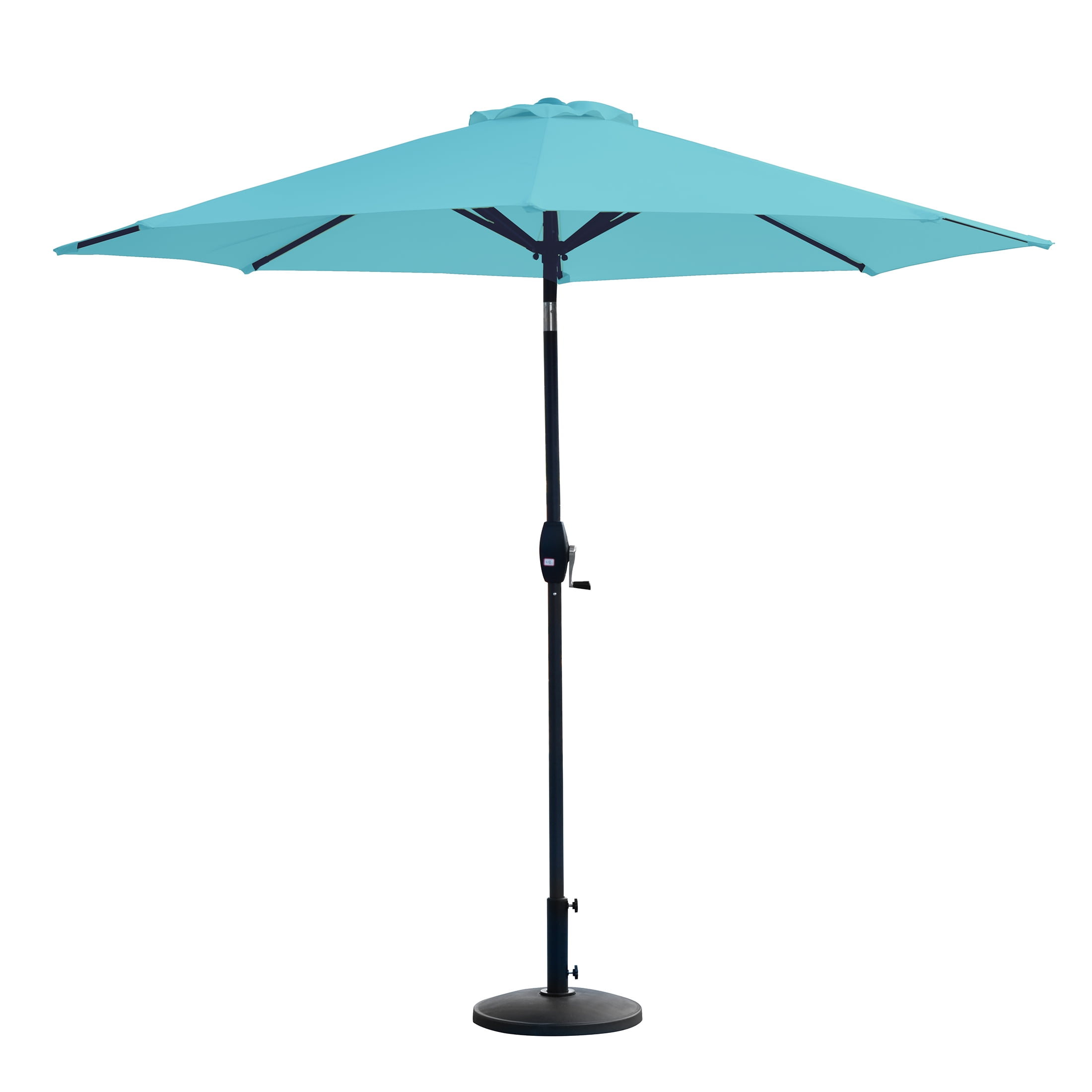 Westin Outdoor 9 Ft Umbrella with Round Resin Plastic Base Weight Included for Patio Garden UV Water Weather Resistant, Turquoise