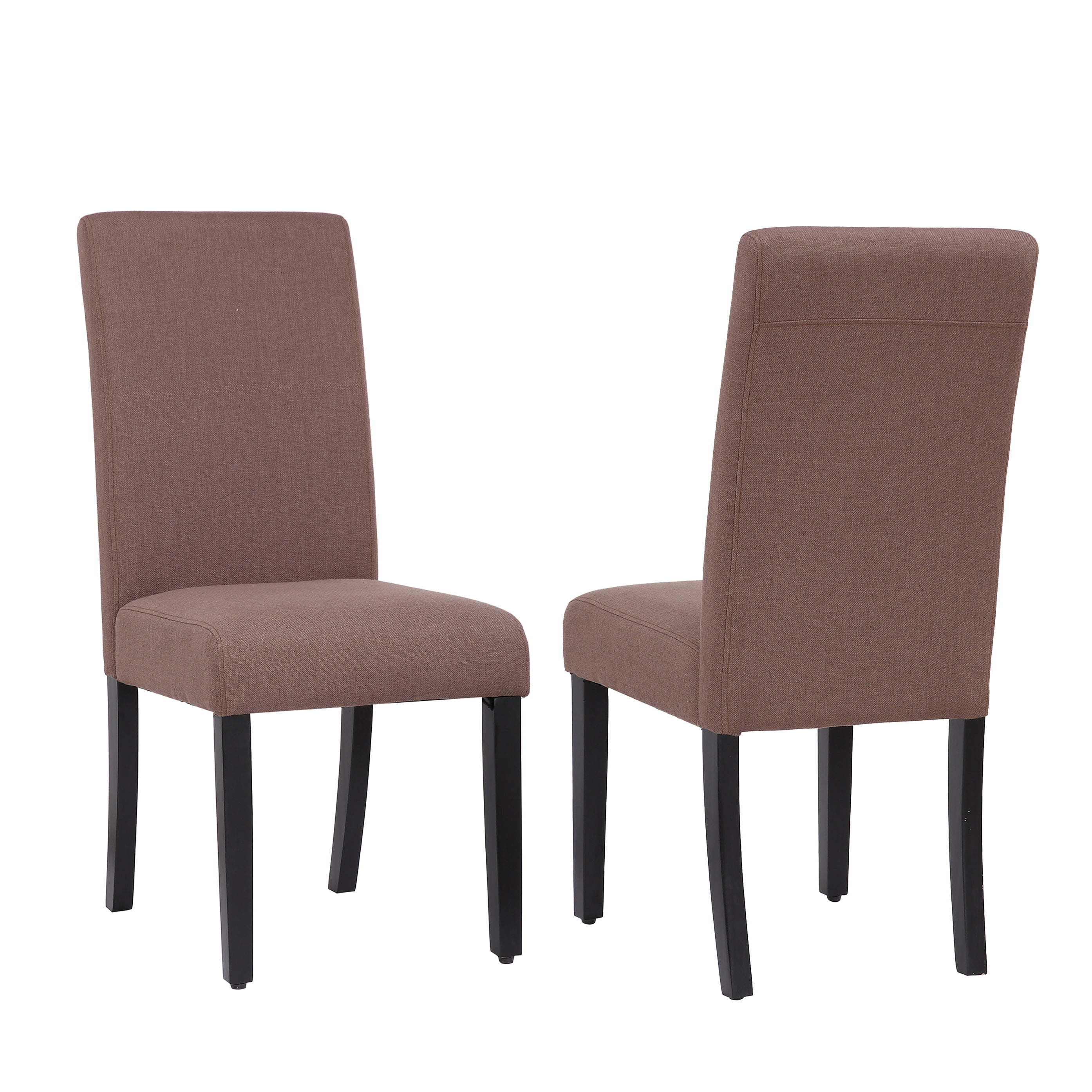 Polytrends Grandview Upholstered Linen Fabric Dining Chair (Set of 2) Brown Modern & Contemporary, Traditional, Mid-Century Modern