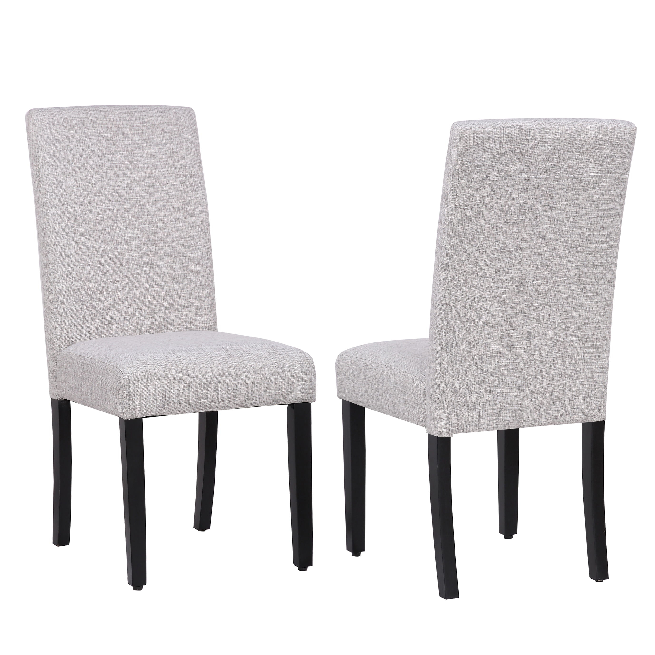 Polytrends Grandview Upholstered Linen Fabric Dining Chair (Set of 2) Light Gray Modern & Contemporary, Traditional