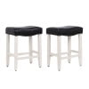 Polytrends Jameson Upholstered Polyester Antique White 24 Inch Counter Stool (Set Of 2) Antique White/Black Wood Rubberwood Footrest Leather Glam