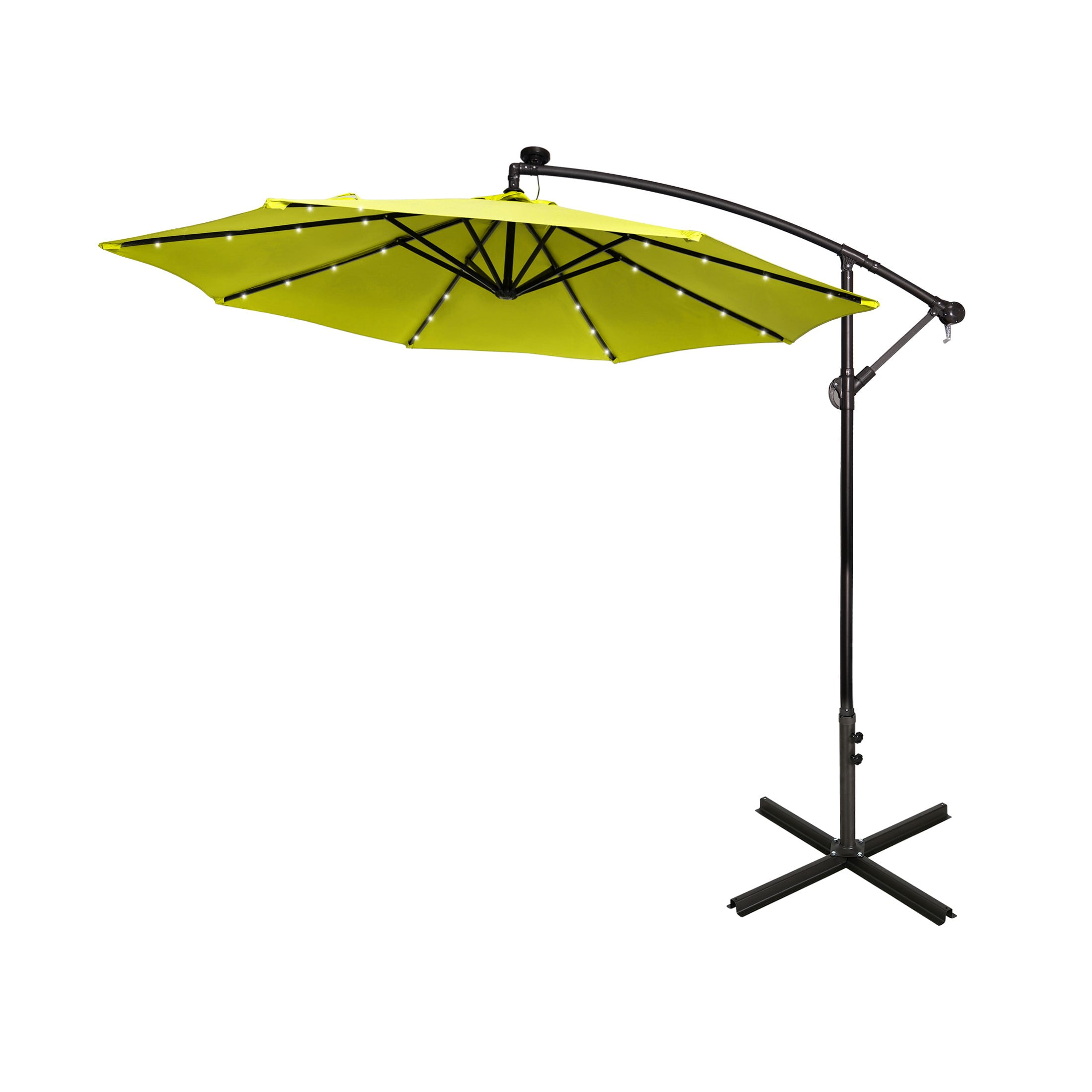 WestinTrends 10 Ft Outdoor Patio Solar LED Cantilever Umbrella, Lime Green
