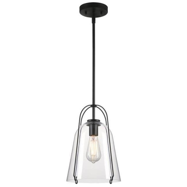 Westinghouse Lighting 6130100 Kewadin One Light Indoor Pendant, Matte Black & Clear Glass