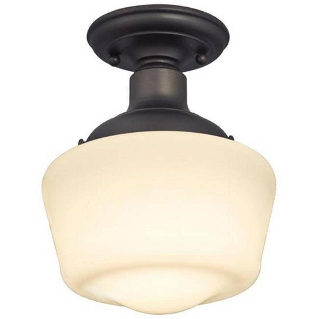 Westinghouse 6342200 Scholar One-Light Indoor Semi-Flush Ceiling Fixture, Oil Rubbed Bronze Finish with White Opal Glass