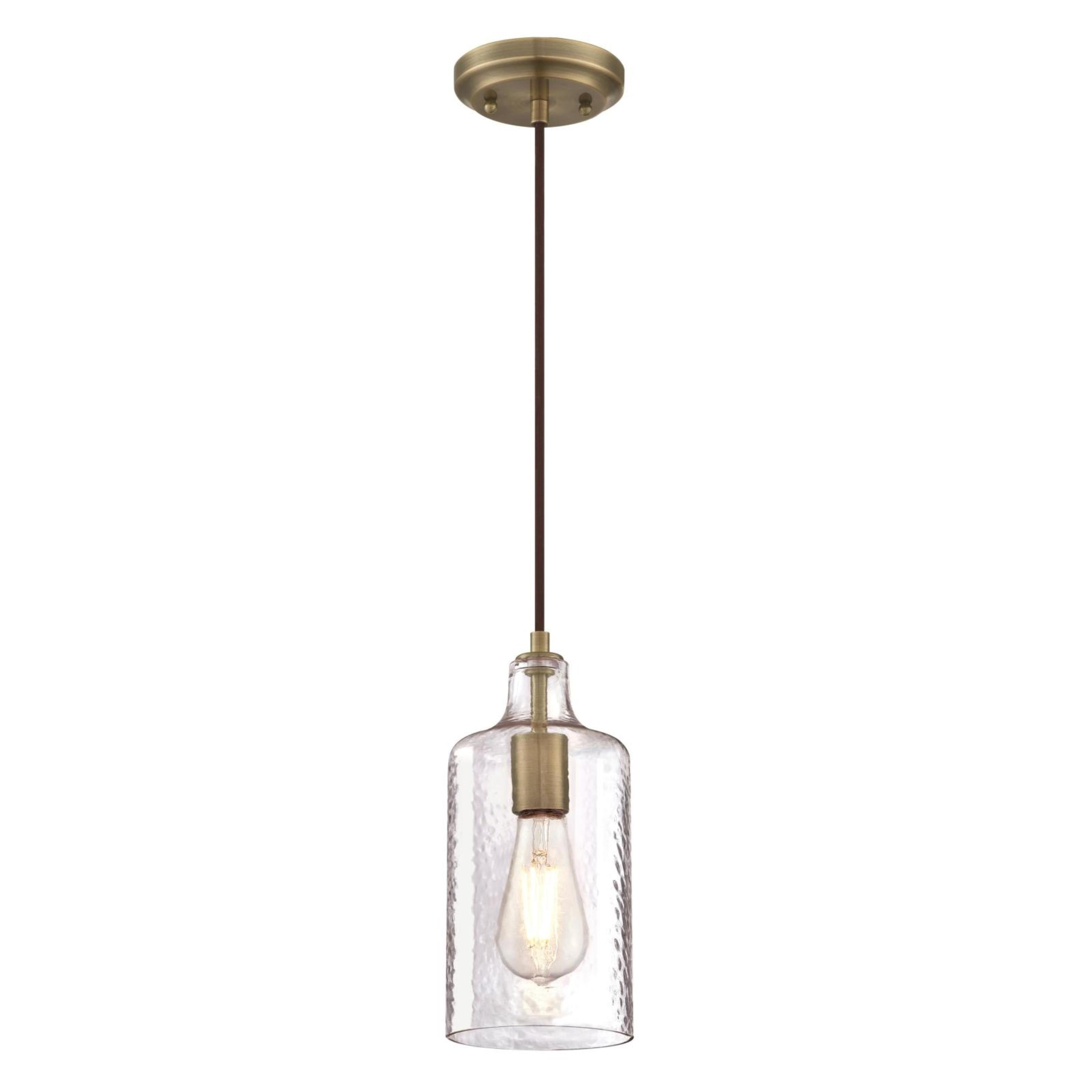 Westinghouse Carmen Mini Pendant Antique Brass Finish Clear Textured Glass