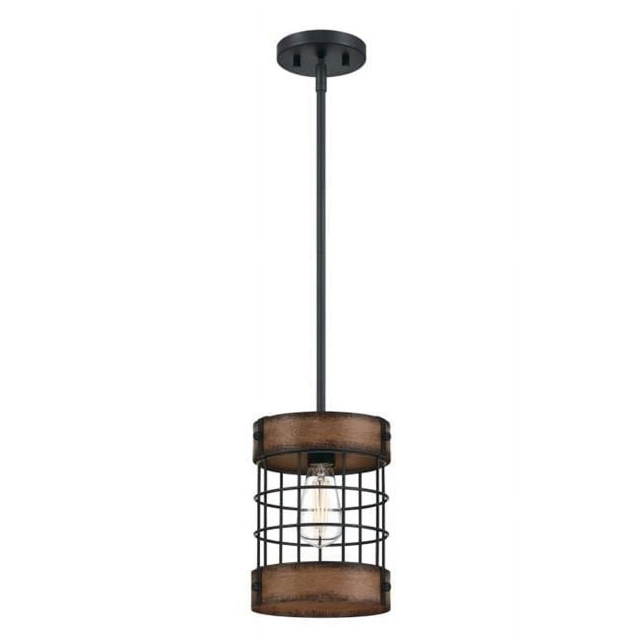 Westinghouse Lighting 6117900 Langston One-Light Indoor Pendant with Barnwood Accents, Matte Black