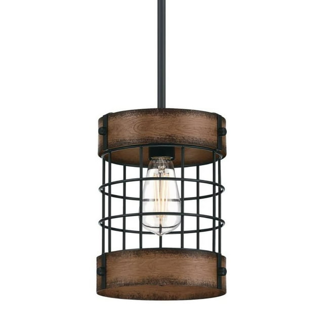 Westinghouse Lighting 6117900 Langston One-Light Indoor Pendant with Barnwood Accents, Matte Black