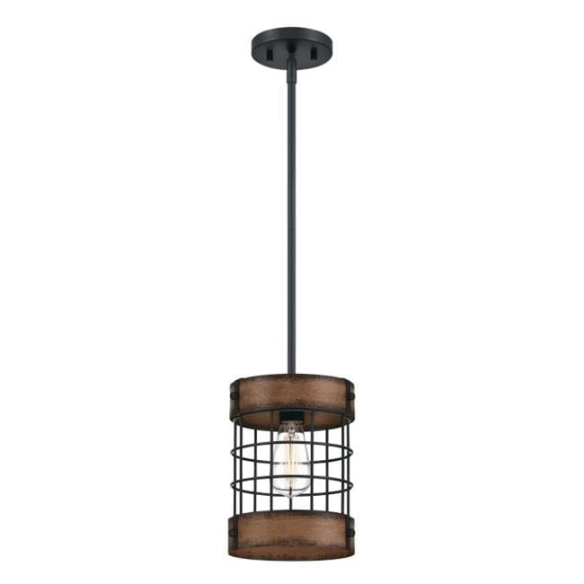 Westinghouse Lighting 6117900 Langston One-Light Indoor Pendant with Barnwood Accents, Matte Black