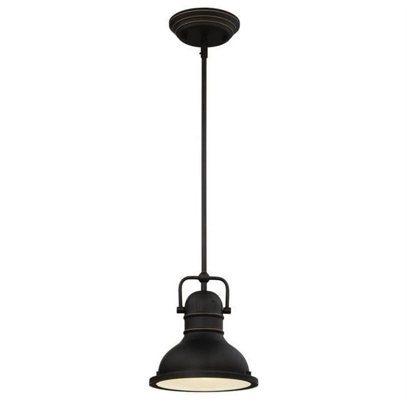 Westinghouse Lighting 63082B One-Light LED Mini Pendant Oil Rubbed Bronze with Highlights & Frosted Prismatic Lens