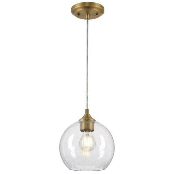Tatze One Light Indoor Mini Pendant, Brushed Brass & Clear Seeded Glass