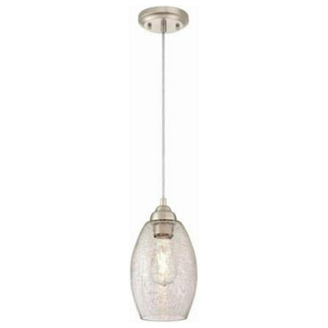 Westinghouse Mini Pendant Brushed Nickel Finish Clear Crackle Glass