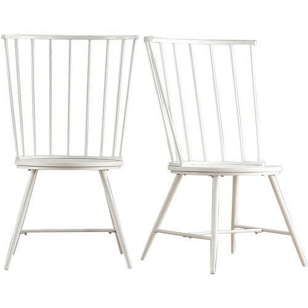 Weston Home Chelsea High Back Metal and Wood Dining Chair, Set of 2, White
