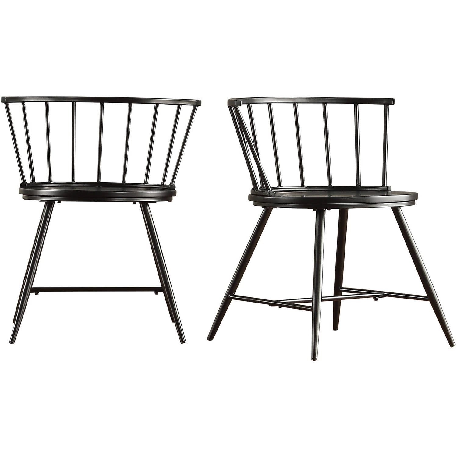 Weston Home Chelsea Low Back Metal and Wood Dining Chair, Set of 2, Black