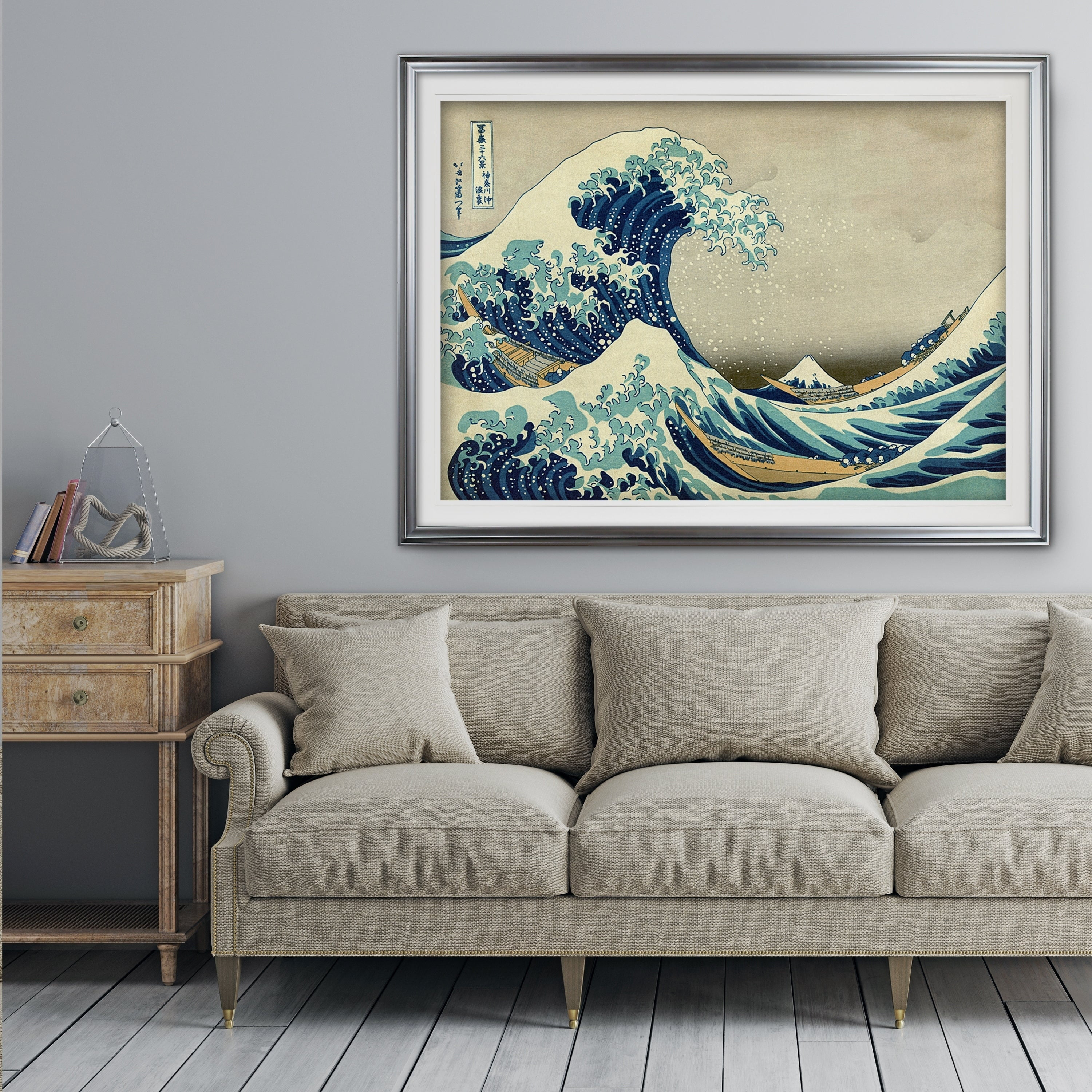 Wexford Home The-Great-Wave -by Katsushika Hokusai - Premium Framed Print Gold Oversized