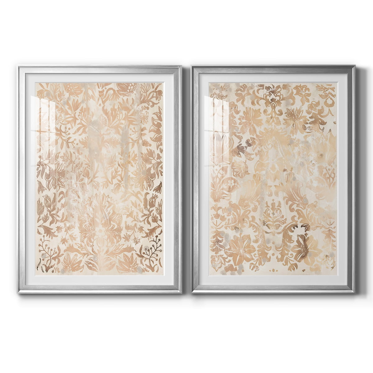 Wexford Home Walnut Damask I Premium Framed Print, 22.5" x 30.5" - Ready to Hang, Silver (Set of 2)