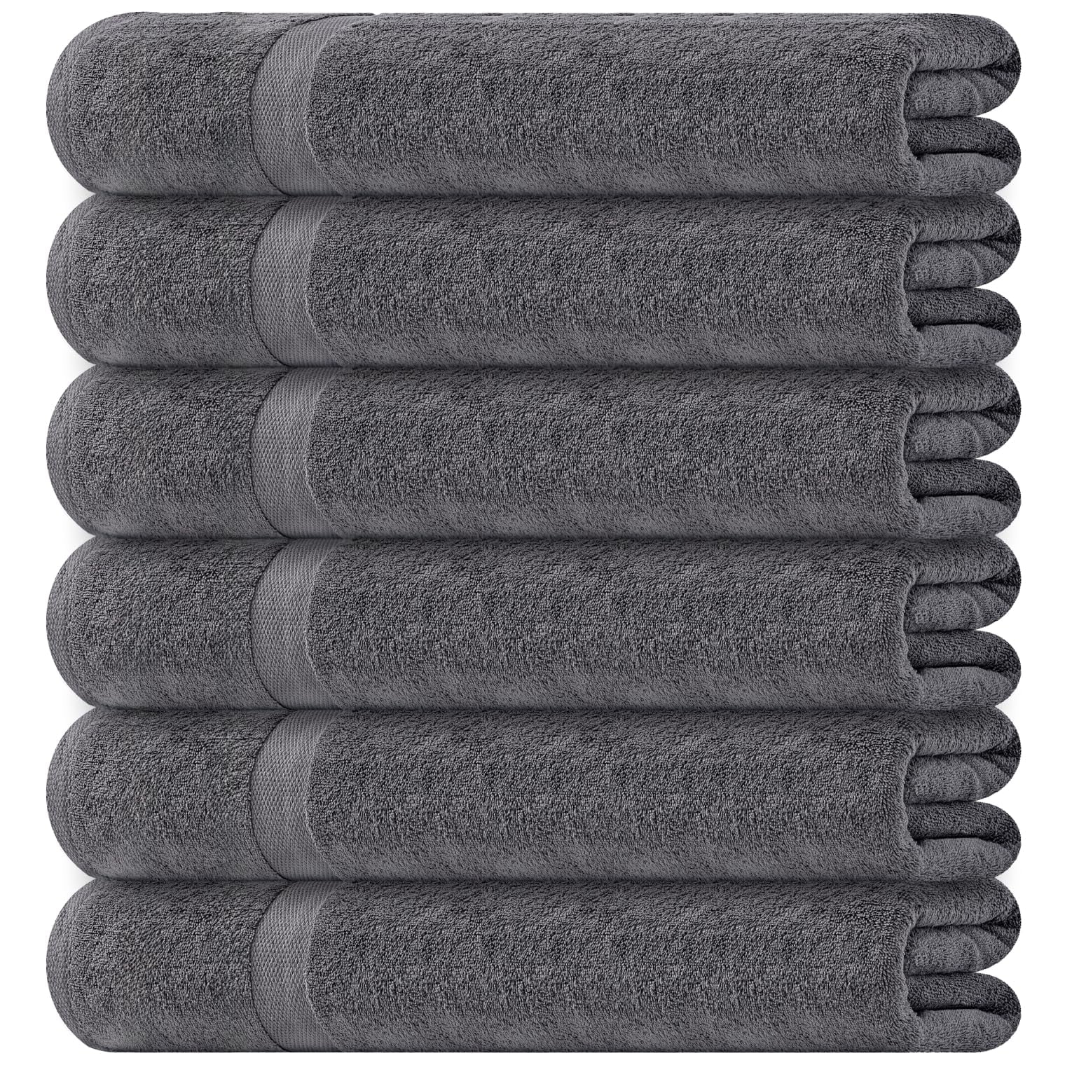 White Classic Juego de Toallas de Baño Pequeñas, Paquete de 6 Toallas de Gimnasio de 22 x 44, Toallas de Baño Finas y Ligeras 100% Algodón para Piscina, Spa, Salón, Juego de 6 Pzas para Uso Doméstico y Profesional, Gris
