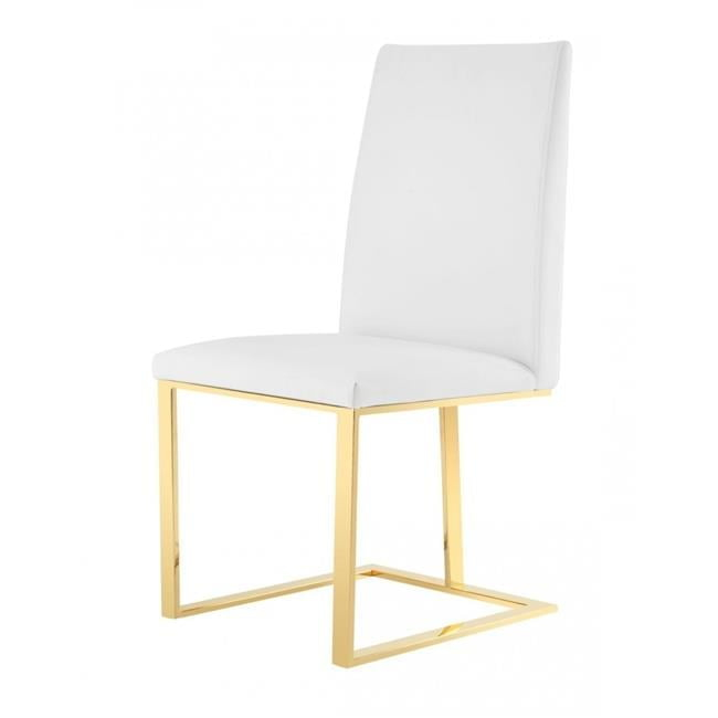 Limari Home Frankie 18.9" Contemporary Faux Leather Dining Chair in White/Gold