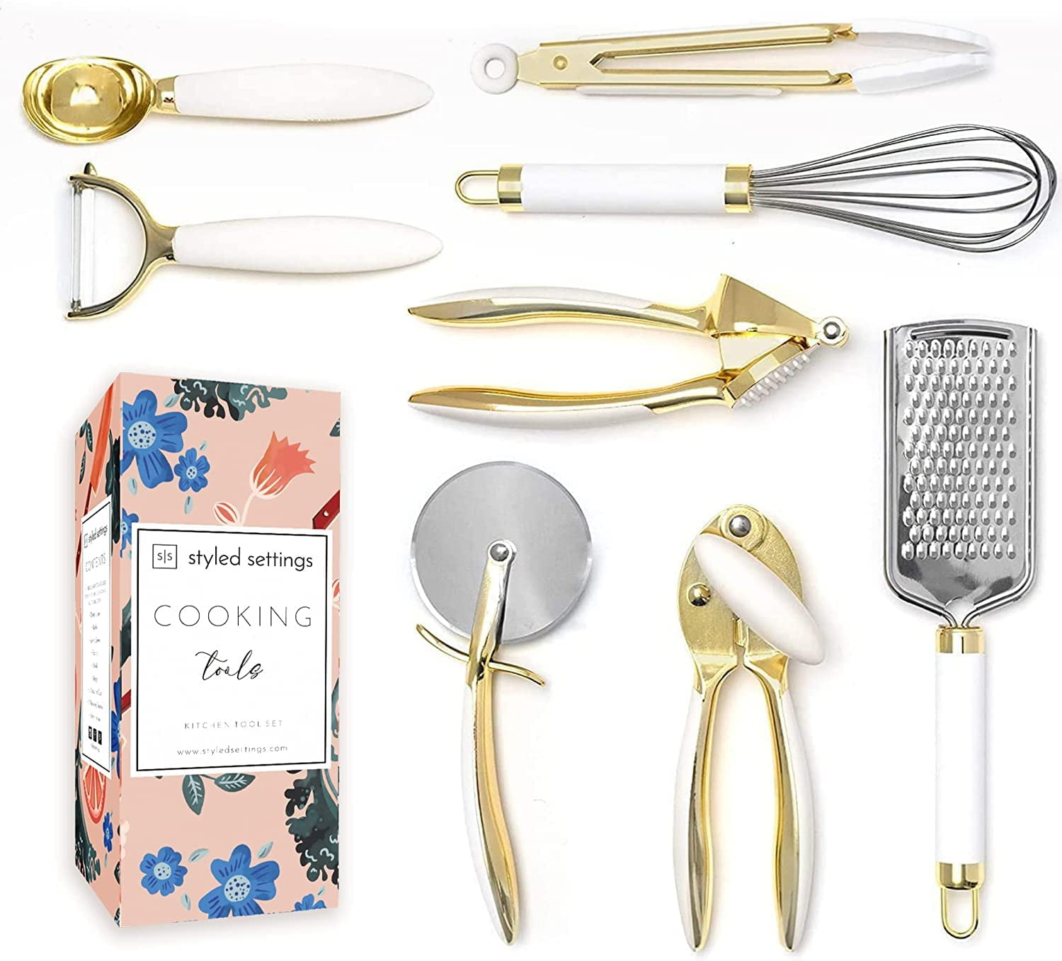 Styled Settings White & Gold Kitchen Tools and Gadgets with Anti-Slip Handles