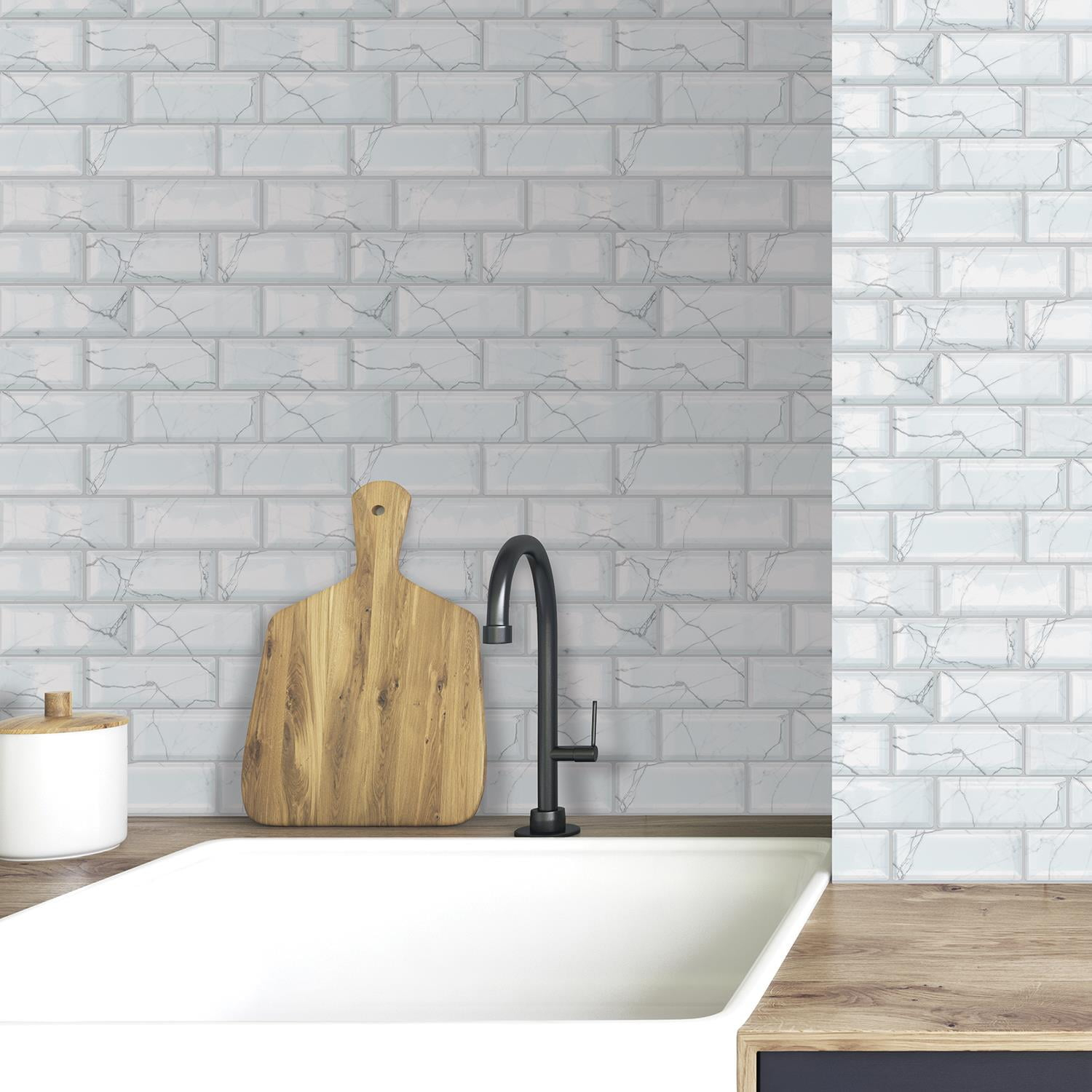 White Marble Eclectric Wall Stickers , By Walplus 12 Count