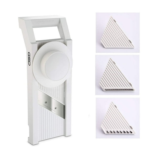 White Plastic Mandoline Slicer with Stainless Steel Blades