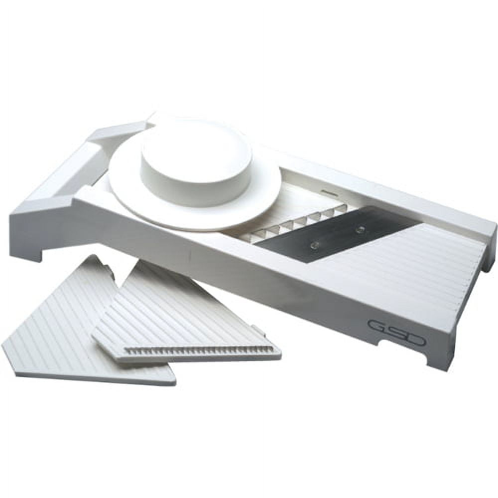 White Plastic Mandoline Slicer with Stainless Steel Blades