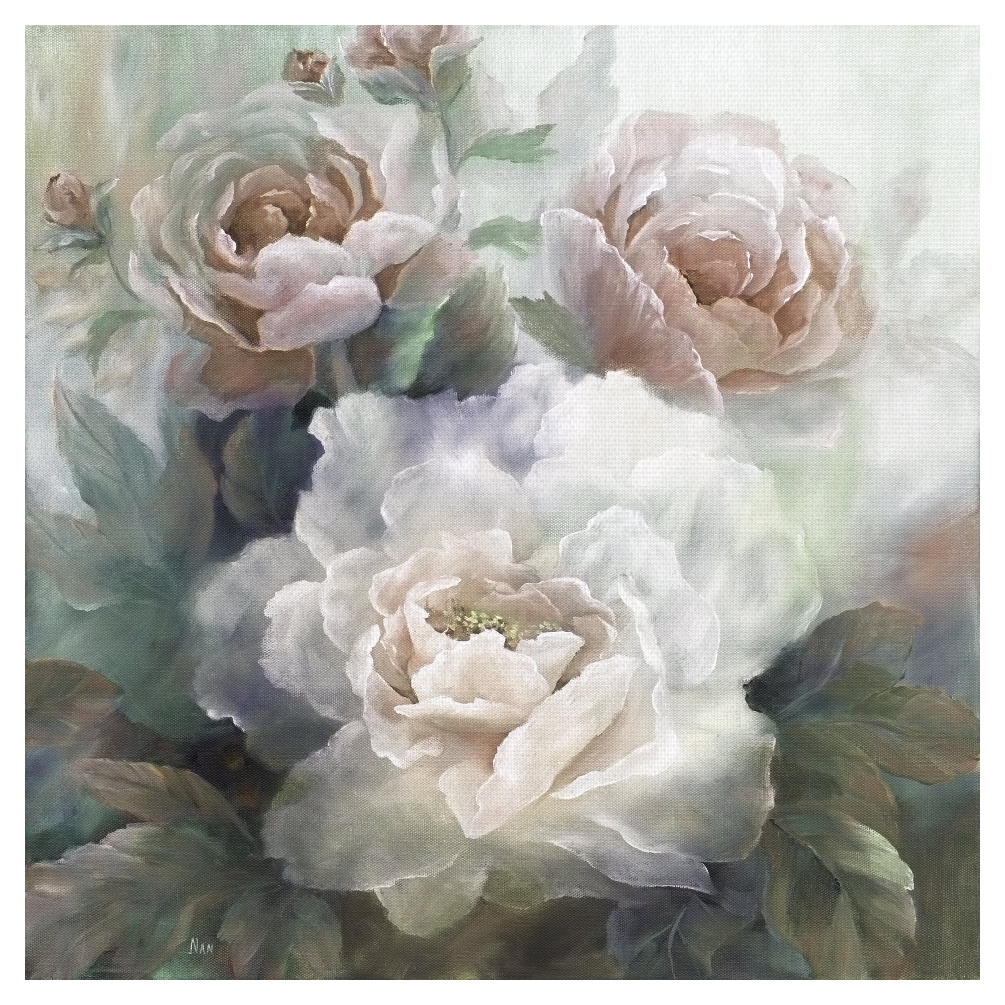 White Roses III Soft by Nan Wrapped Canvas Art Print