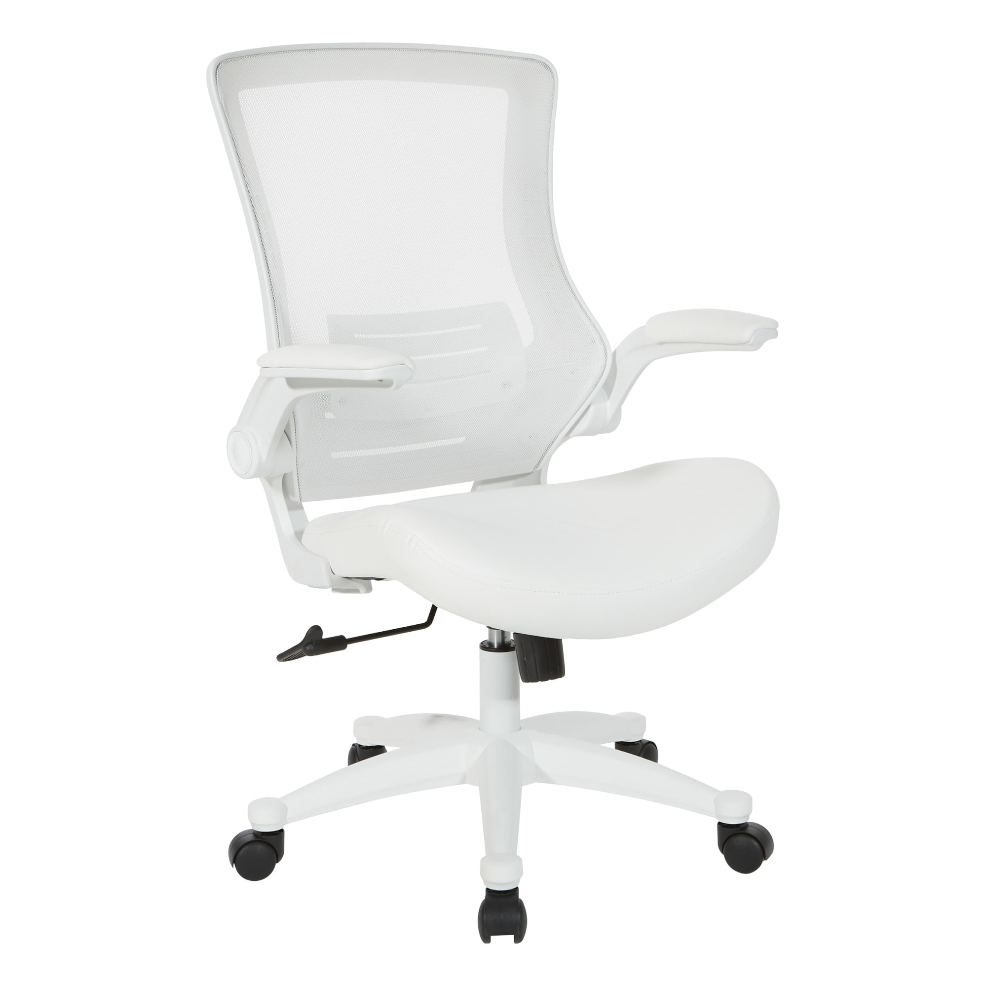 White Screen Back Manager's Chair in White Faux Leather