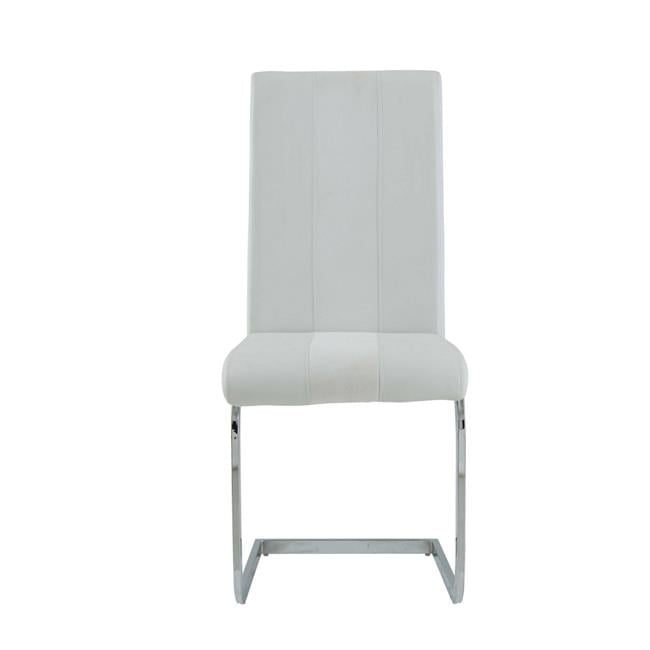 White Two Toned Dining Chairs with Silver Tone Metal Base - Pack of 4
