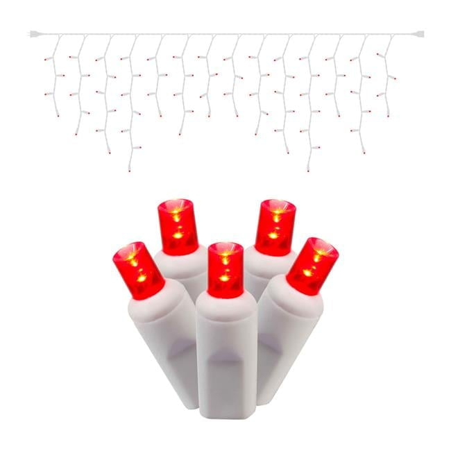 Vickerman 70 Red Wide Angle LED Icicle Light on White Wire, 9' Christmas Single Mold Light Strand