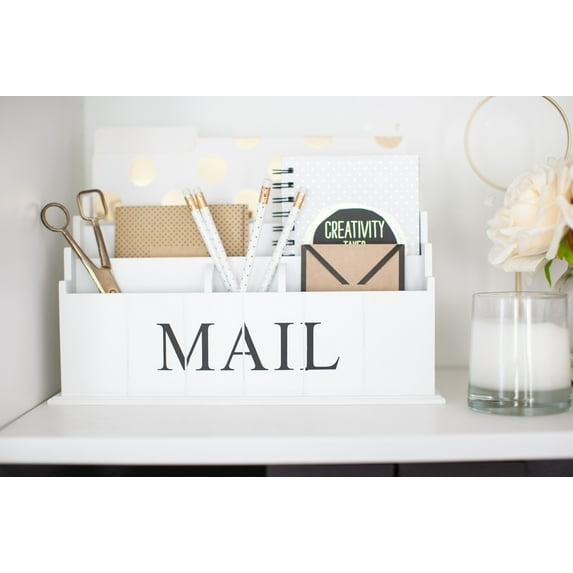 White Wooden Mail Organizer - 3 Tier