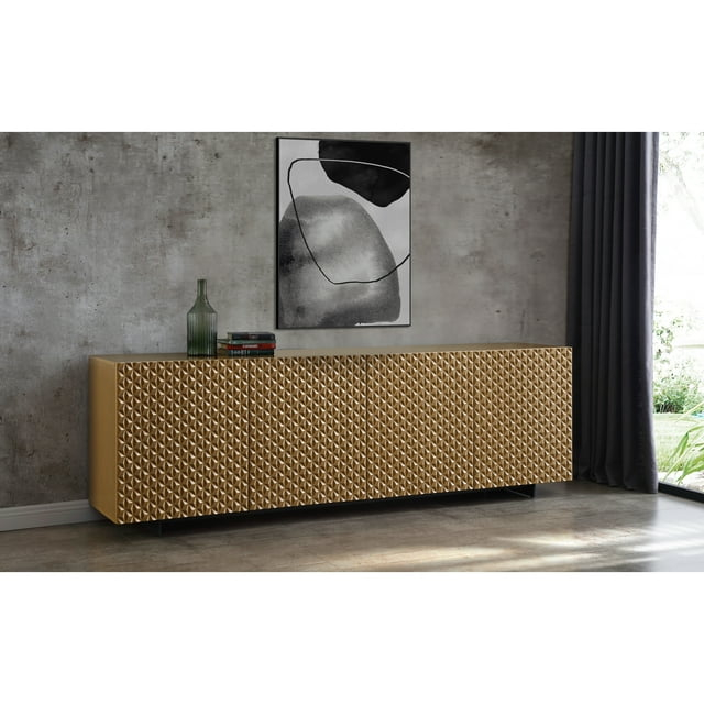 Whiteline Modern Living Harper Buffet Large 94", high gloss gold, Design on doors