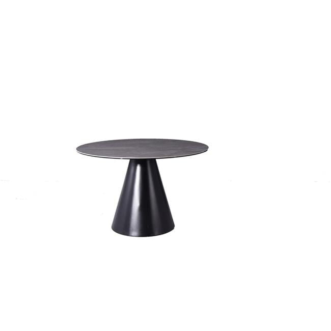 Whiteline DT1638R-BLK & GRY Sun Dining Table - 8 mm Glass Layer with 5 mm White Ceramic Top, Black Lacquer Base