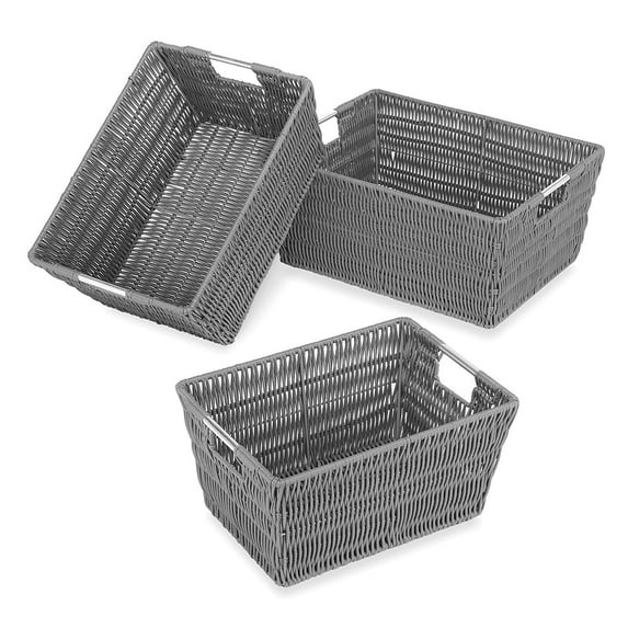 Whitmor Rattique Storage Baskets - Set of 3 - Gray
