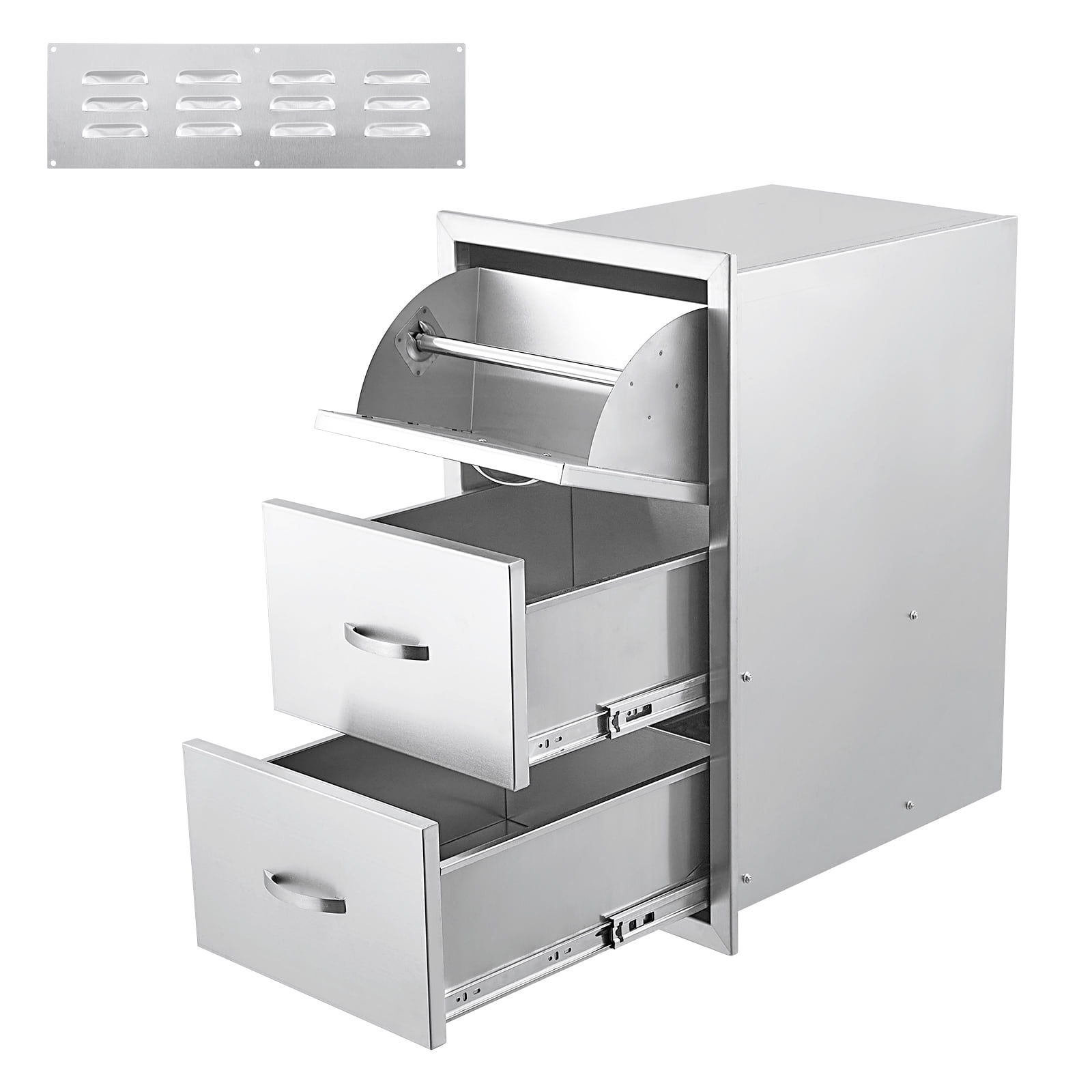Outdoor Kitchen Drawer Stainless Steel 3-Drawer, BBQ Island Built-in Drawer Weatherproof, Flush Mount for Outdoor Kitchen and Grill Station (17"W*30"H*21“D)