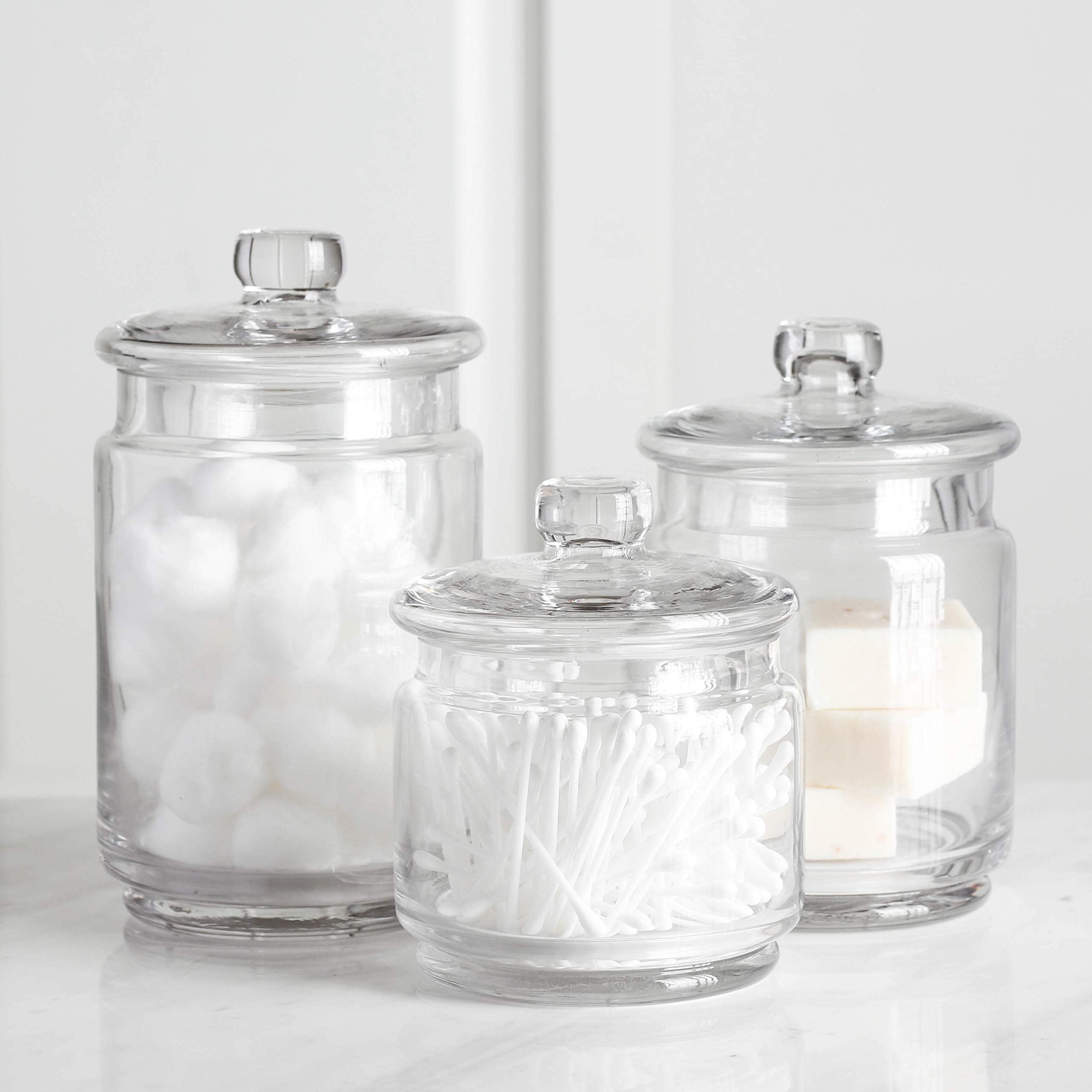 Whole Housewares | Glass Apothecary Jars (4.5 Inch) with Lids | Set of 3
