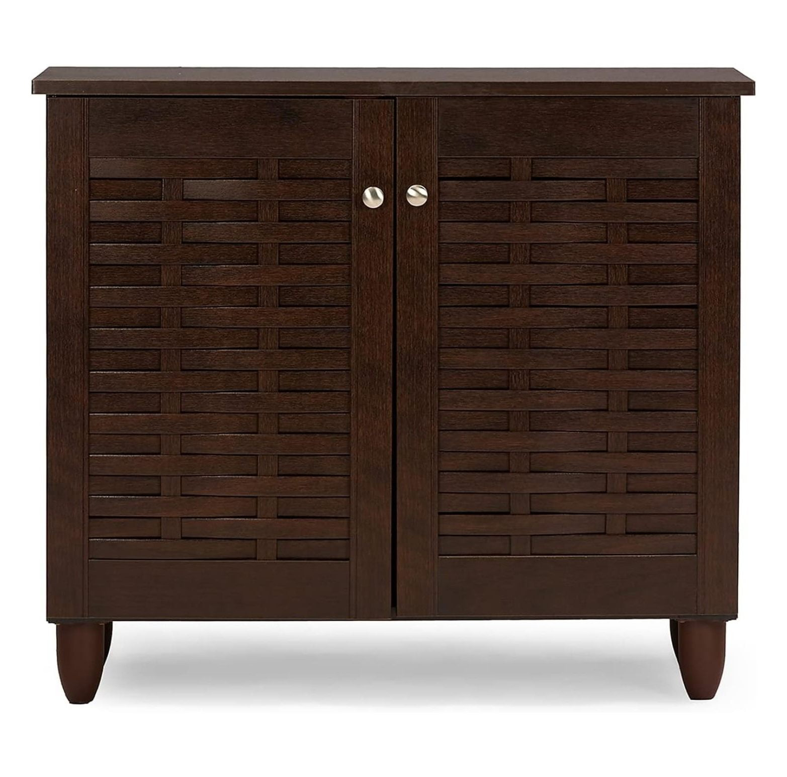 Wholesale Interiors Winda Modern and Contemporary 2-Door Dark Brown Wooden Entryway Shoes Storage Cabinet -