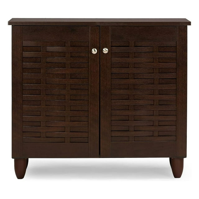 Wholesale Interiors Winda Modern and Contemporary 2-Door Dark Brown Wooden Entryway Shoes Storage Cabinet -