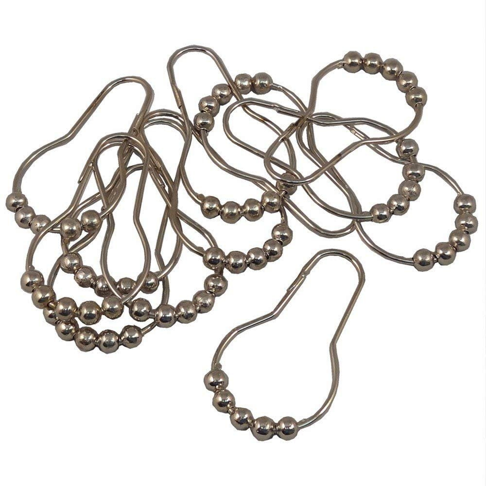 Wideskall 12 Pieces Stainless Steel Shower Curtain Roller Hook Rings