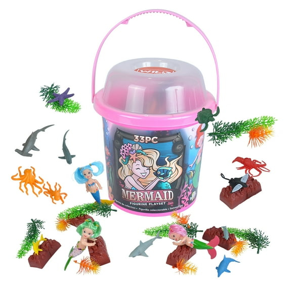 Wild Republic Bucket Mermaid Figurines, 33 Pieces