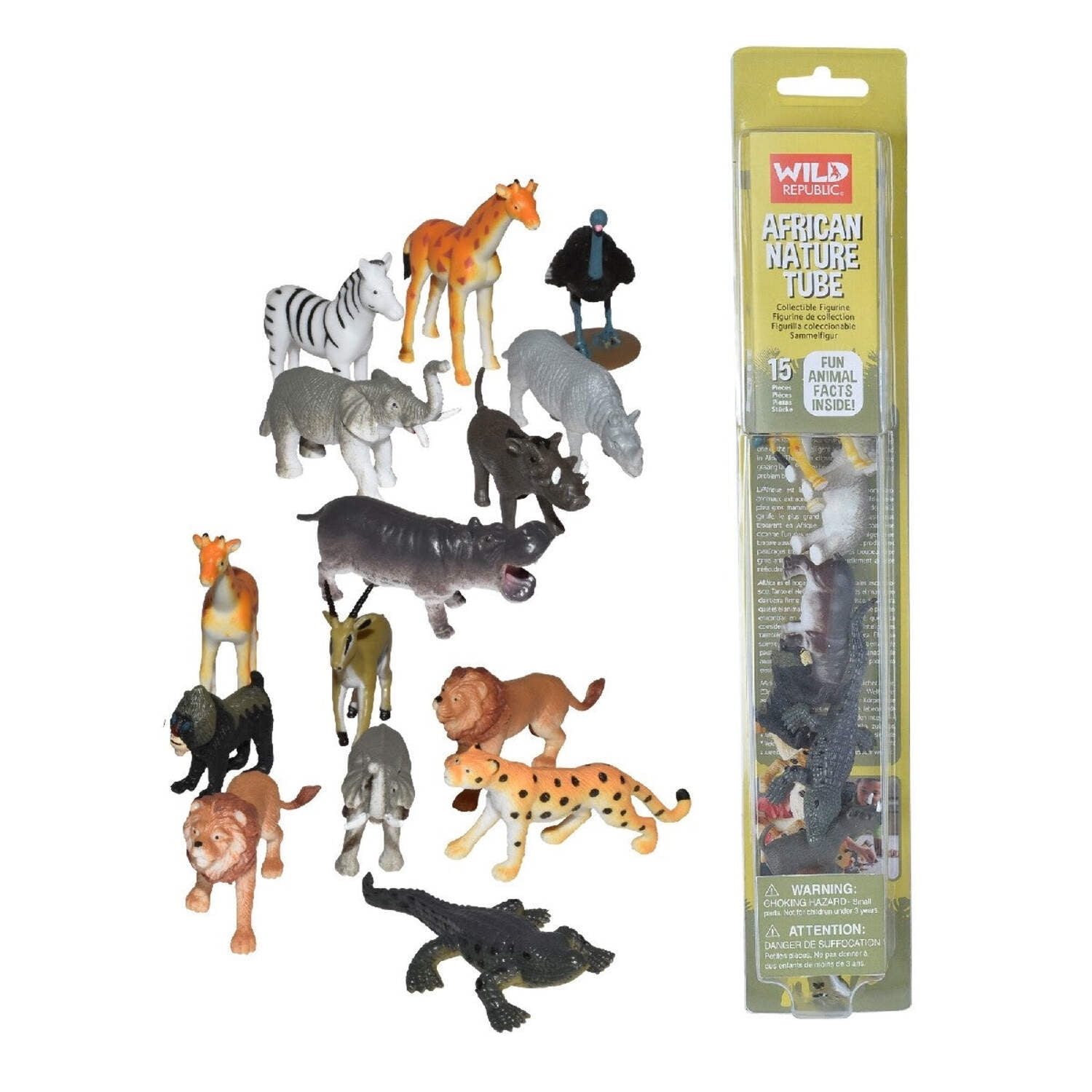 Wild Republic Nature Tube Africa Figurines, 15 Pieces