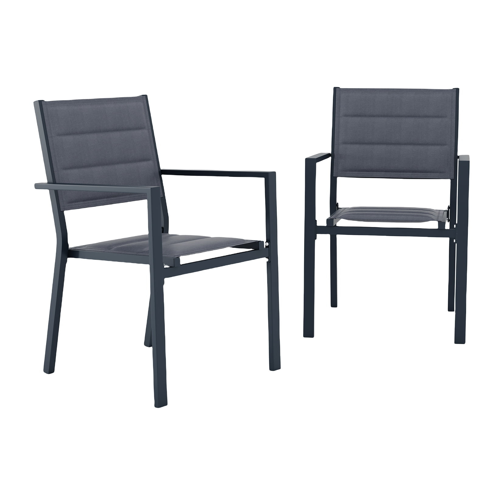 Riedhoff Set of 2 Patio Dining Chairs,Outdoor Stackable Patio Chairs with Armrests & Backrest, Grey