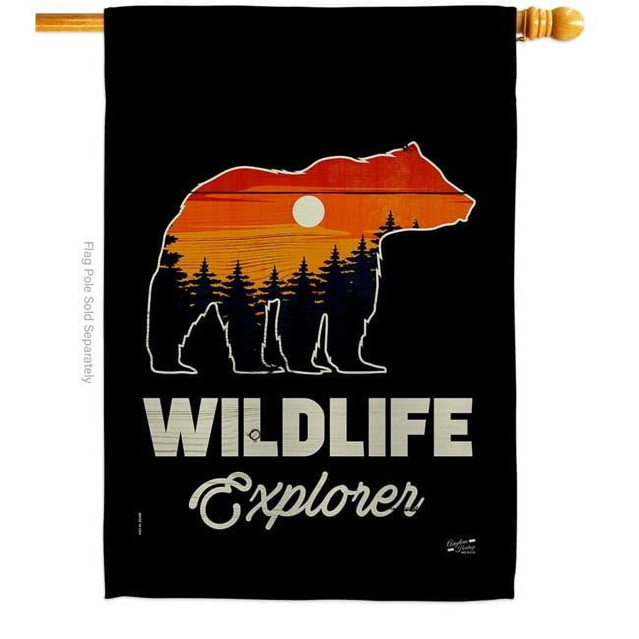 Wildlife Explorer Outdoor Adventure 28 x 40 in. Double-Sided Decorative Vertical House Flags for Decoration Banner Garden Yard Gift